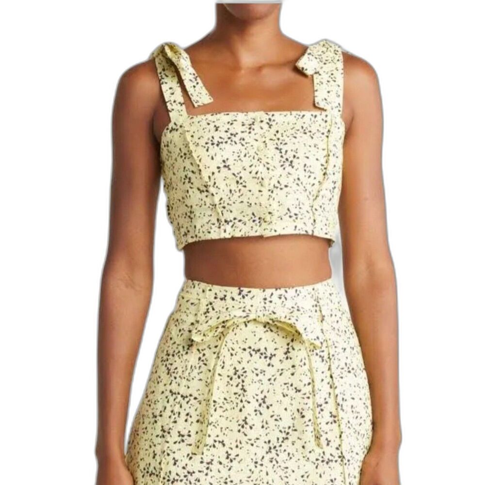 Nicholas NWT Wylda Linen Tie Strap Crop Top in Charlsbury Olympic